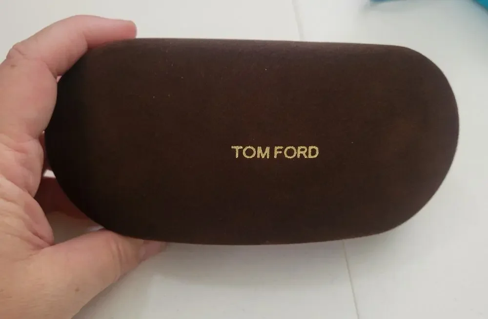 Tom Ford Brown Velvet Hard Shell Eyeglasses Sunglasses Case Empty Gold Logo